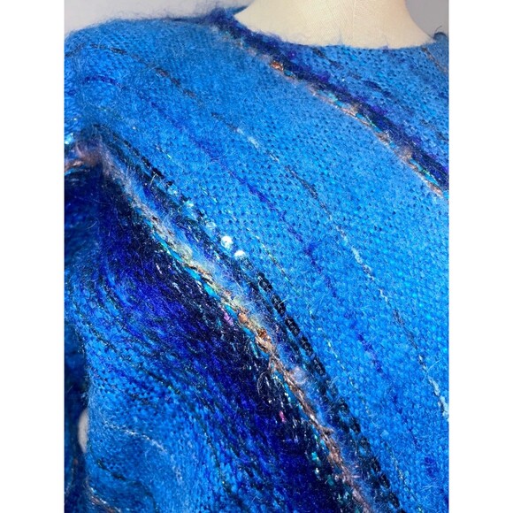 Danouchka-Olivier Vintage Women’s Wool Mohair Sweater OS Lurex Sequin Striped - Picture 3 of 9